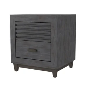 Biom Nightstand, 2 Drawers, Charcoal Brown Solid Hardwood, 24 Inch