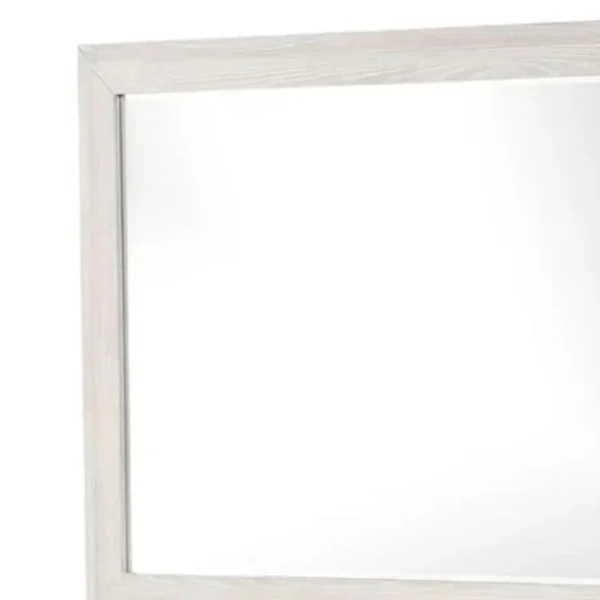 Loji 48 Inch Dresser Mirror, Weathered Gray Frame, Solid Rubberwood