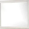 Loji 48 Inch Dresser Mirror, Weathered Gray Frame, Solid Rubberwood