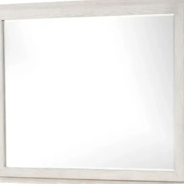Loji 48 Inch Dresser Mirror, Weathered Gray Frame, Solid Rubberwood