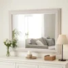 Loji 48 Inch Dresser Mirror, Weathered Gray Frame, Solid Rubberwood