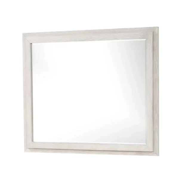 Loji 48 Inch Dresser Mirror, Weathered Gray Frame, Solid Rubberwood