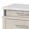 Loji Nightstand, 3 Drawers, White Marble Top, Weathered Gray, 29 Inch