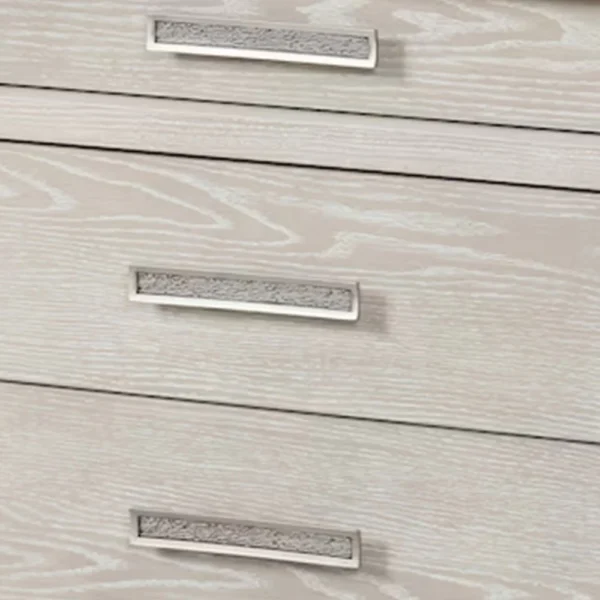 Loji Nightstand, 3 Drawers, White Marble Top, Weathered Gray, 29 Inch