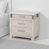 Loji Nightstand, 3 Drawers, White Marble Top, Weathered Gray, 29 Inch