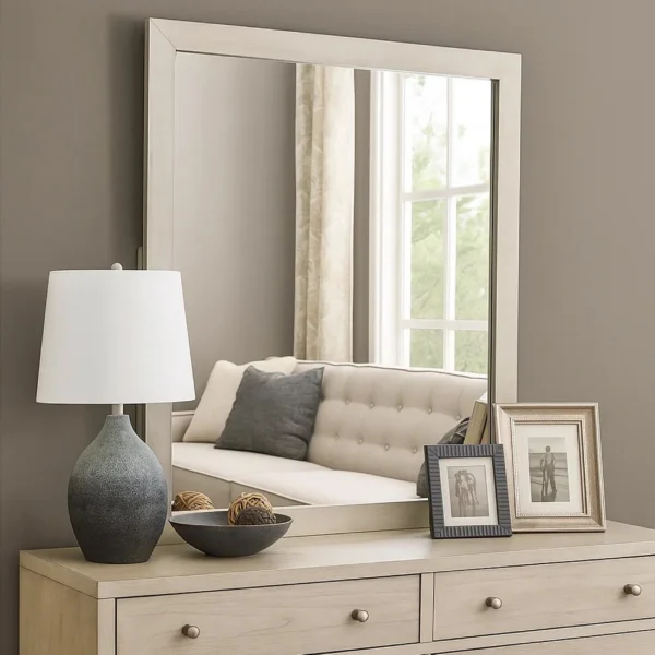 BM339310_5 Hyao Dresser Mirror, White Wash Veneer, 38 Inch Square Frame