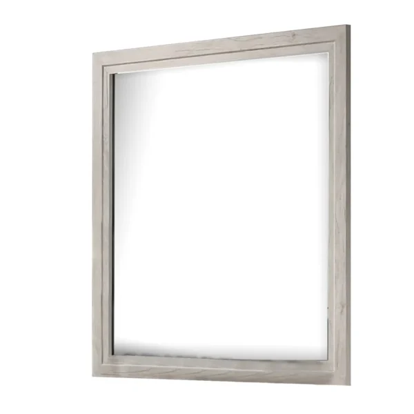 Miot Dresser Mirror, 39 Inch Square Wood Frame, White Wash