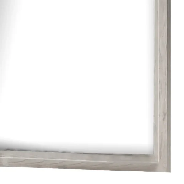 Miot Dresser Mirror, 39 Inch Square Wood Frame, White Wash