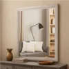 Miot Dresser Mirror, 39 Inch Square Wood Frame, White Wash