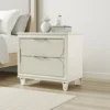 BM339320_5 Zema Nightstand, 2 Drawers w Acrylic Handles, Silver Rubberwood, 30 Inch