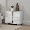 BM339335_5 Suni Nightstand, Glossy White Wood with UV Finish, 2 Drawers, 24 Inch