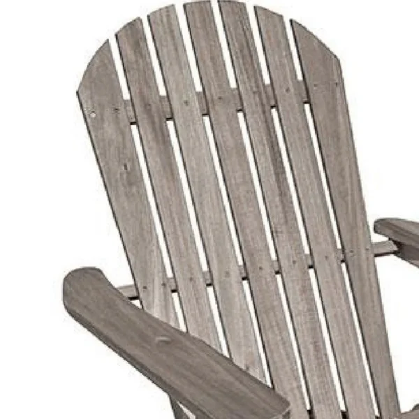 Geli Outdoor Adirondack Chair, Slatted Back, Gray Eucalyptus Wood