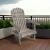Geli Outdoor Adirondack Chair, Slatted Back, Gray Eucalyptus Wood
