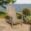 Geli Outdoor Adirondack Chair, Slatted Back, Gray Eucalyptus Wood