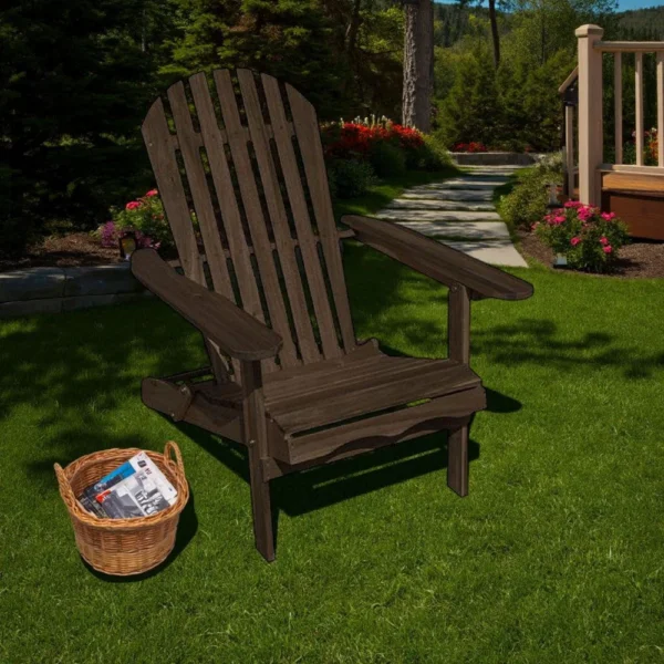 BM339338_5 Geli Outdoor Adirondack Chair, Slatted Back, Weathered Gray Wood