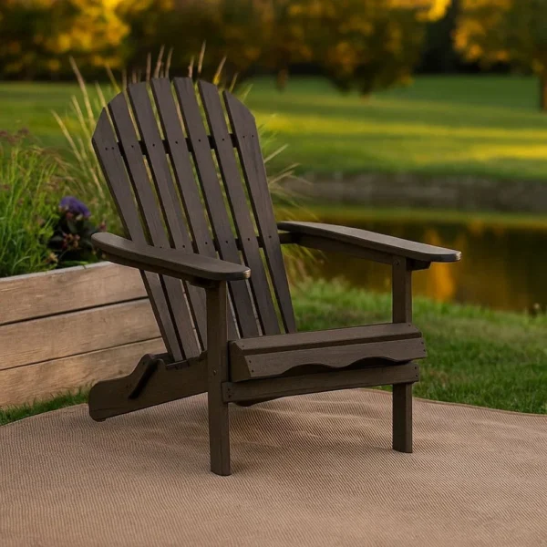 BM339338_6 Geli Outdoor Adirondack Chair, Slatted Back, Weathered Gray Wood