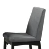 Heni Counter Height Chair, Gray Polyester Cushions, Dark Walnut Brown