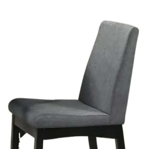 Heni Counter Height Chair, Gray Polyester Cushions, Dark Walnut Brown