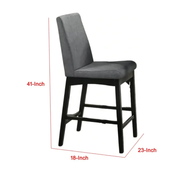 Heni Counter Height Chair, Gray Polyester Cushions, Dark Walnut Brown