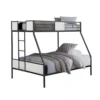 Mely Twin over Full Bunk Bed, Attached Side Ladder, Black and White Metal