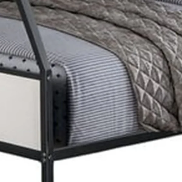 Mely Twin over Full Bunk Bed, Attached Side Ladder, Black and White Metal