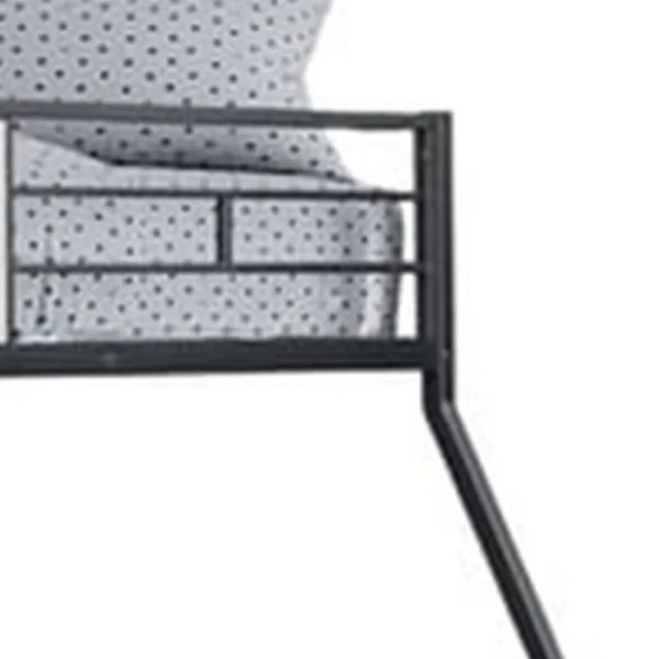 Mely Twin over Full Bunk Bed, Attached Side Ladder, Black and White Metal