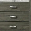 Lito Tall Dresser Chest, 4 Drawers w 1 Jewelry Tray, Glam Silver, Gray