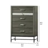 Lito Tall Dresser Chest, 4 Drawers w 1 Jewelry Tray, Glam Silver, Gray