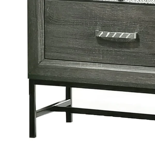 BM339405_3_05bc7ced-efc1-49ba-8fce-d158785909e1 Lito 25 Inch Nightstand, 1 Drawer and Jewelry Tray, Glam Silver, Gray