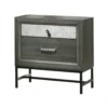 BM339405_c1083109-ba56-4e1b-883c-aadd60ebd6ed Lito 25 Inch Nightstand, 1 Drawer and Jewelry Tray, Glam Silver, Gray