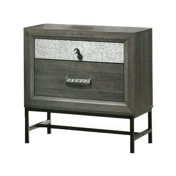 BM339405_c1083109-ba56-4e1b-883c-aadd60ebd6ed Lito 25 Inch Nightstand, 1 Drawer and Jewelry Tray, Glam Silver, Gray