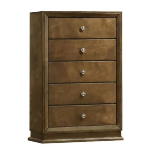 BM339406_8d5e7177-e6be-48ae-8442-c63a6d2da8f4 Rouk 5 Drawer Tall Dresser Chest, Transitional, Walnut Brown Solid Wood