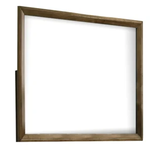 Rouk Dresser Mirror, Walnut Brown Solid Wood, Rectangular 45 Inch Frame