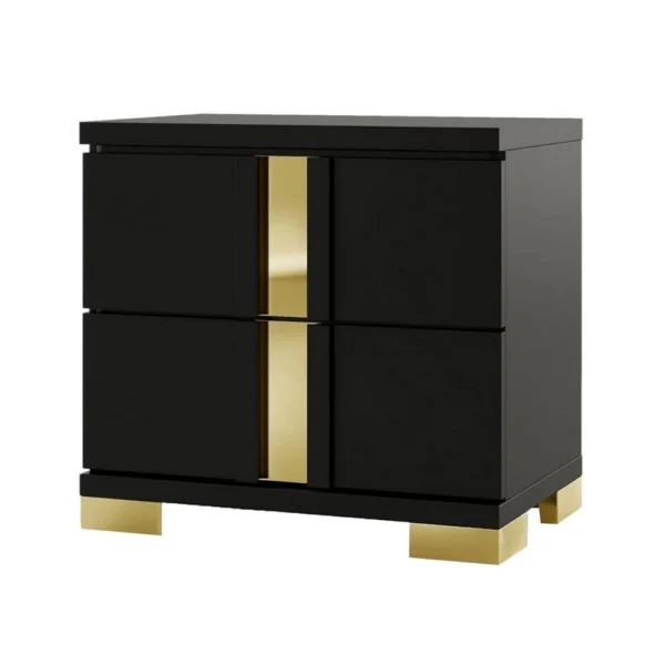 BM339413_d10cd032-a28d-4e56-82ba-4c99ab1caa34 Yoki Nightstand, 2 Drawers, Modern Glam Black and Gold, 23 Inch