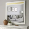 BM339416_5 Yoki 41 Inch Dresser Mirror, Modern Glam White with Gold Acrylic Accents