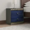 BM339419_5 Zara Nightstand w 2 Drawers, Crystal Knobs, Ash Gray, Indigo Blue Wood
