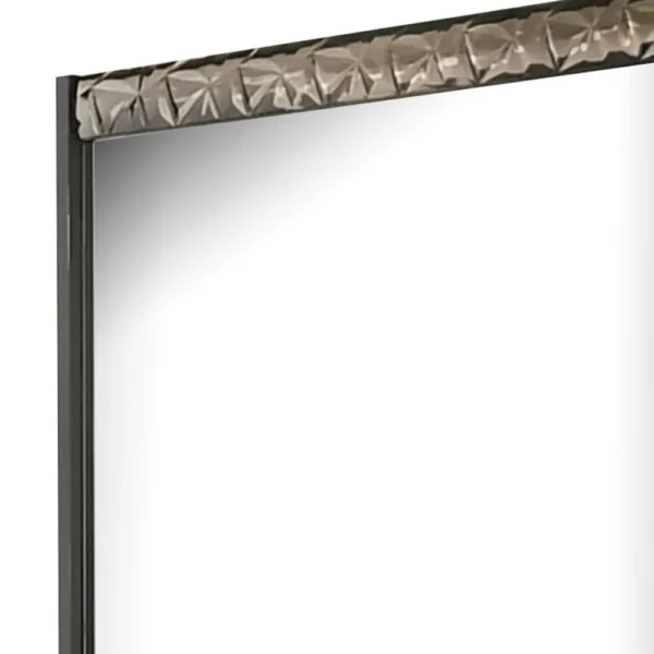Zara 36x40 Dresser Mirror, Rectangular, Chrome Geo Molding, Ash Gray