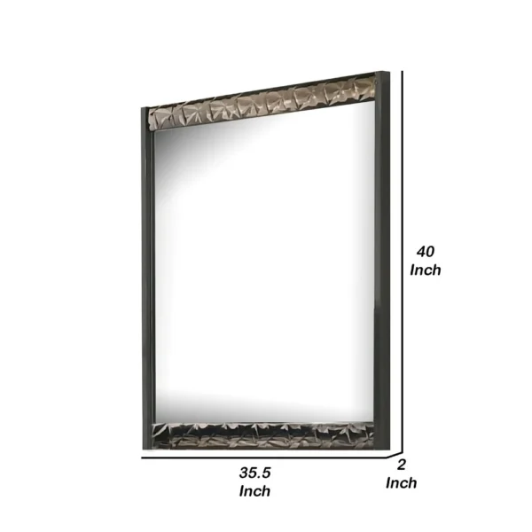 Zara 36x40 Dresser Mirror, Rectangular, Chrome Geo Molding, Ash Gray
