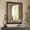 Zara 36x40 Dresser Mirror, Rectangular, Chrome Geo Molding, Ash Gray