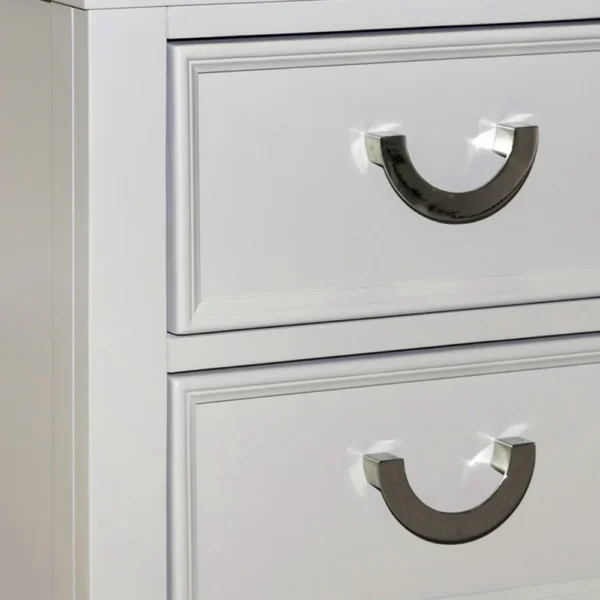 Roly Nightstand with 2 Drawers, Molded Details, Light Gray Solid Wood