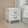 Roly Nightstand with 2 Drawers, Molded Details, Light Gray Solid Wood