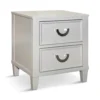 Roly Nightstand with 2 Drawers, Molded Details, Light Gray Solid Wood