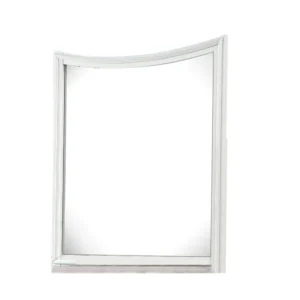Kiki Dresser Mirror, Curved Crown Molded Details, White Solid Wood