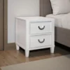 BM339449_5 Kiki Nightstand with 2 Drawers, Chrome Metal, White Wood