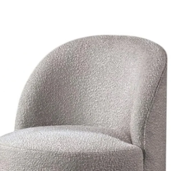 Ager Side Dining Swivel Chair, Curved Barrel Style, Gray Boucle Chenille
