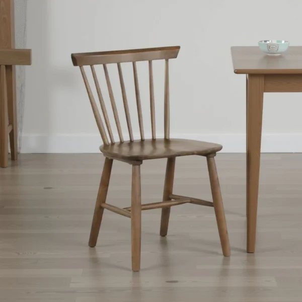 Baylee Side Dining Chair Set of 2, Spindle Back, Tapered Legs, Walnut Wood