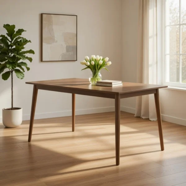 BM339473_7 Baylee Rectangular Dining Table, Straight Legs, 60 Inch Walnut Wood