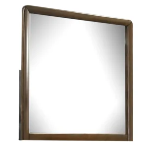Cair Dresser Mirror, 32 Inch Rectangular Frame, Round Edges, Brown Wood