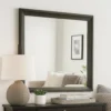 BM339481_5 Fema Dresser Mirror, 35 Inch Bevel Edge Frame, Brown Wood
