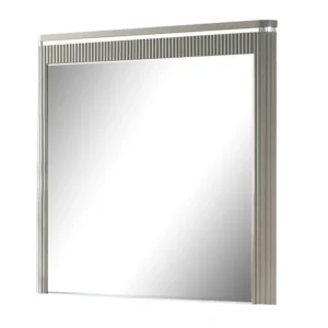 BM339482_4360455a-9fe4-4be3-944d-b61c4ed85609 Gema Dresser Mirror, 38 Inch Light Gray Wood, Reeded Design, Silver Accents